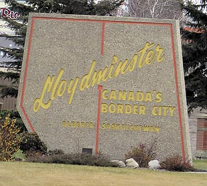 Lloydminster, Alberta town sign