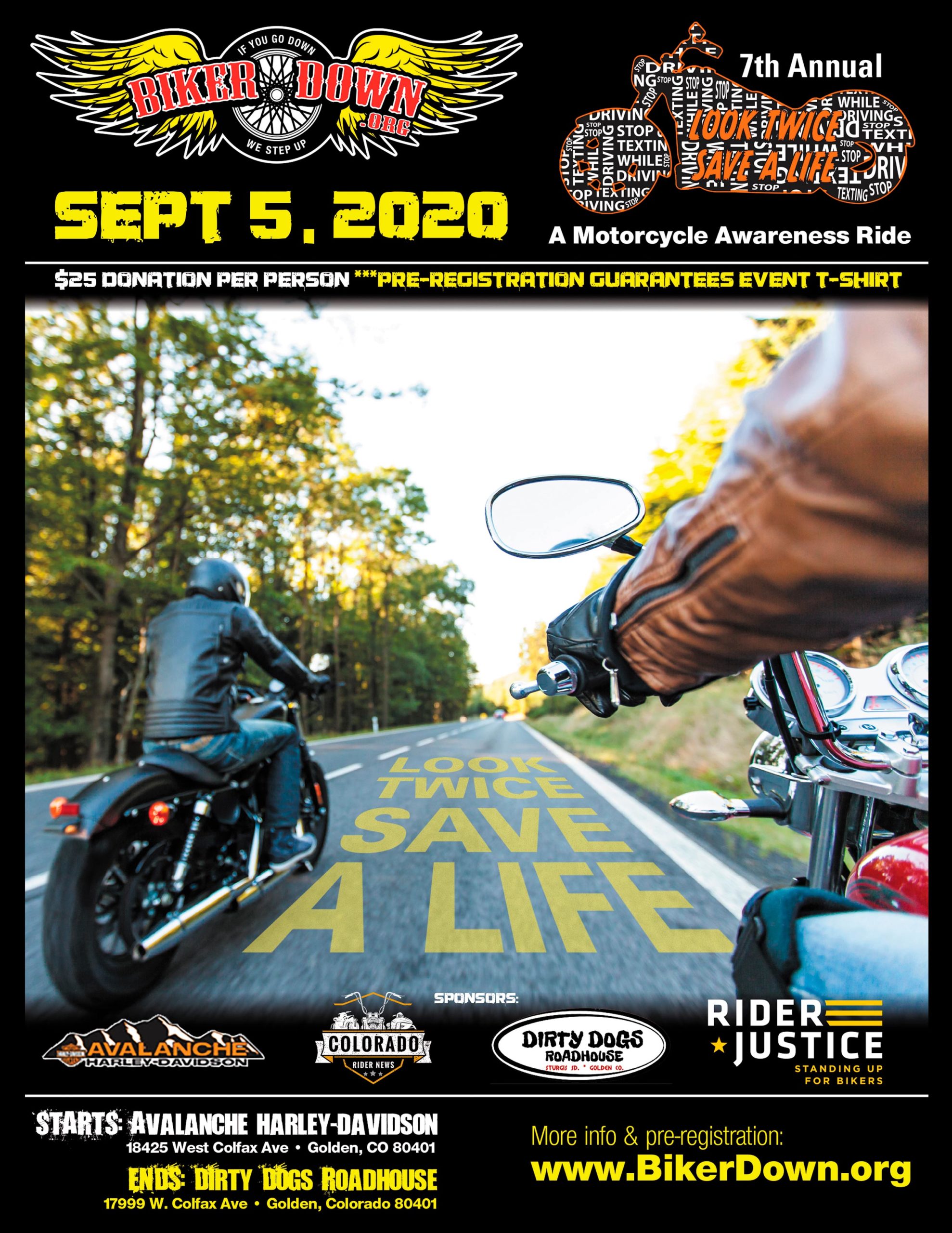Look Twice Save a Life Ride: Sat. 9/5