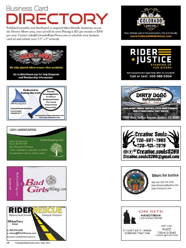 Biker Owned Business Directory and Business Card ADS - Motorcycle Rider ...