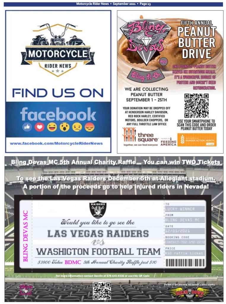 Raiders Tickets Raffle - Bling Devas, MC - Motorcycle Rider News