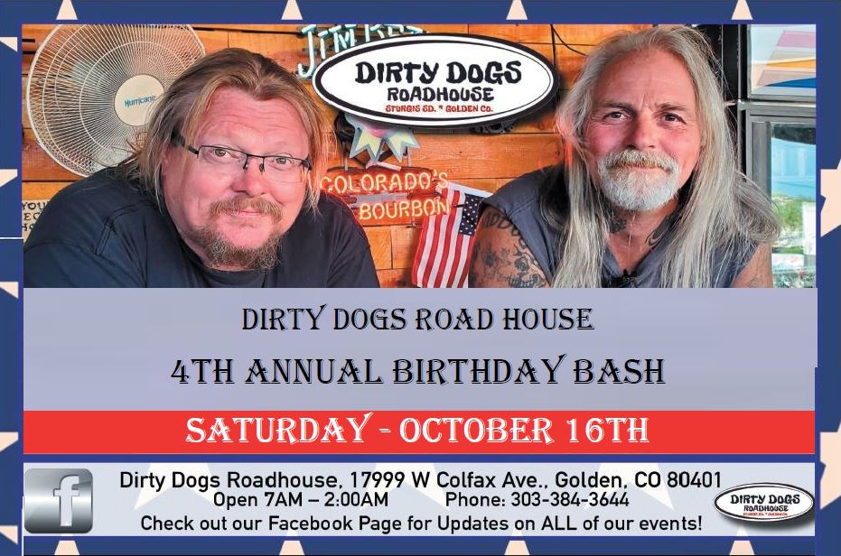 Dirty Dogs Roadhouse – Celebrates 4-year anniversary October 16th